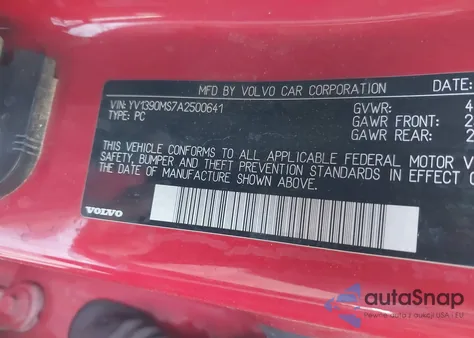 2010 Volvo S40 2.4I из США, поврежденный, VIN YV1390MS7A2500641